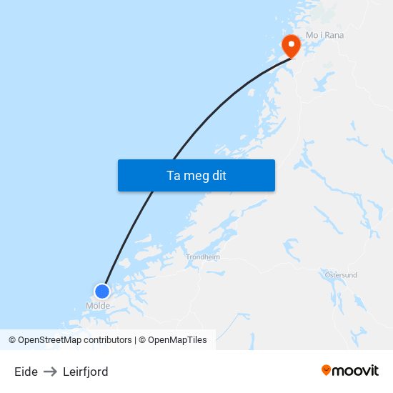 Eide to Leirfjord map
