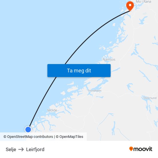 Selje to Leirfjord map