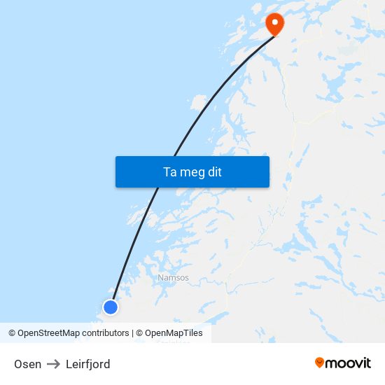 Osen to Leirfjord map