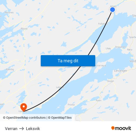 Verran to Leksvik map