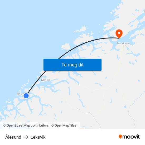 Ålesund to Leksvik map