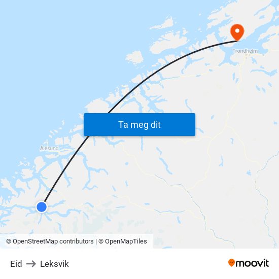 Eid to Leksvik map