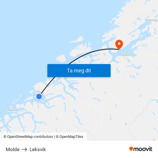 Molde to Leksvik map