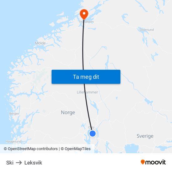 Ski to Leksvik map