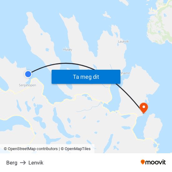 Berg to Lenvik map