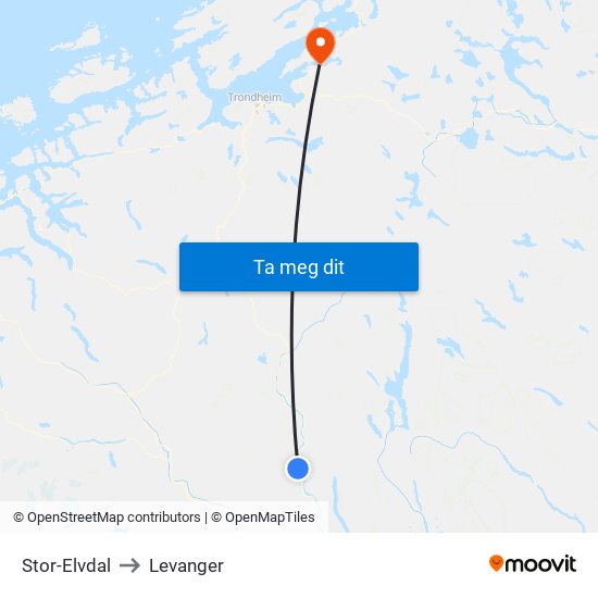 Stor-Elvdal to Levanger map