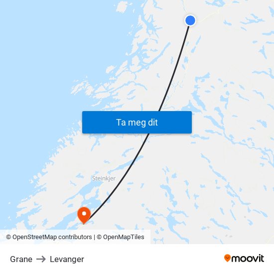 Grane to Levanger map