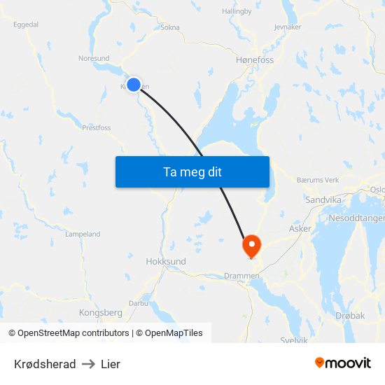 Krødsherad to Lier map