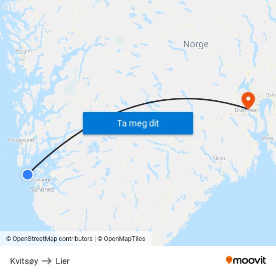 Kvitsøy to Lier map