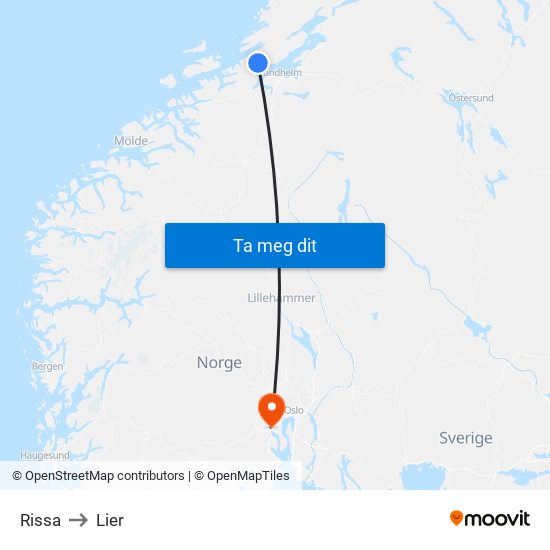 Rissa to Lier map