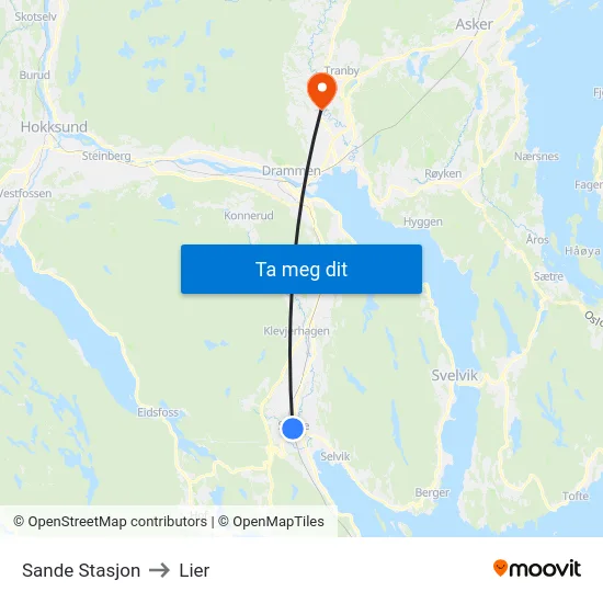 Sande Stasjon to Lier map