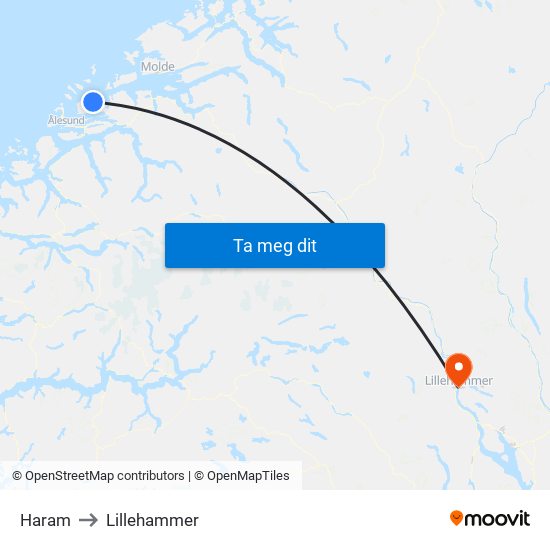 Haram to Lillehammer map