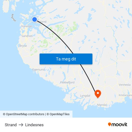 Strand to Lindesnes map