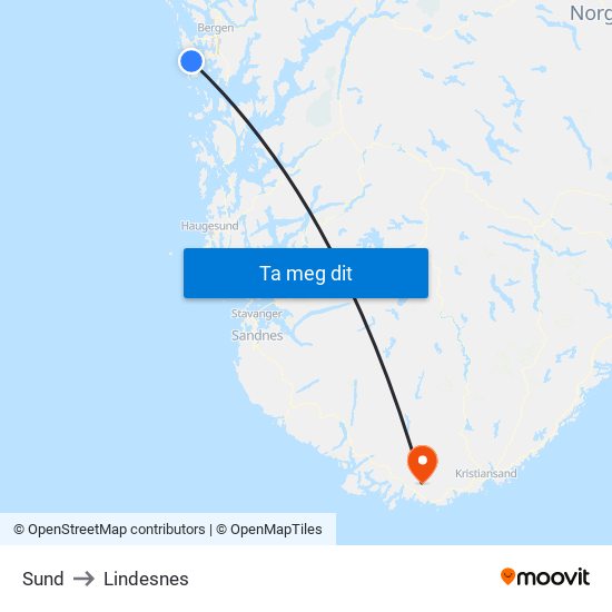 Sund to Lindesnes map