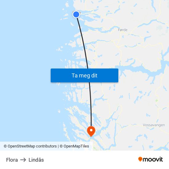 Flora to Lindås map