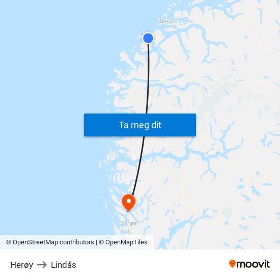 Herøy to Lindås map