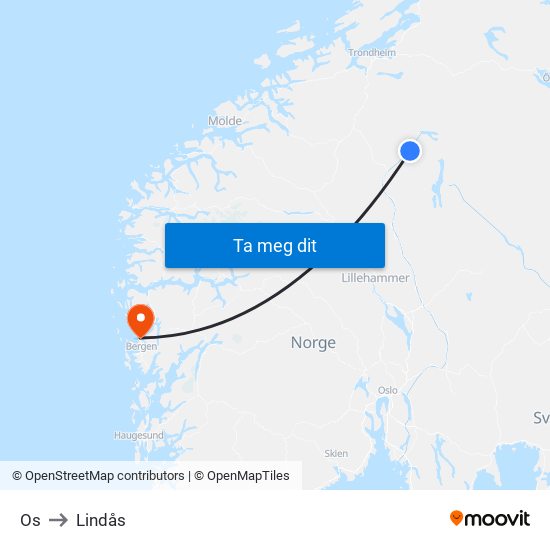 Os to Lindås map