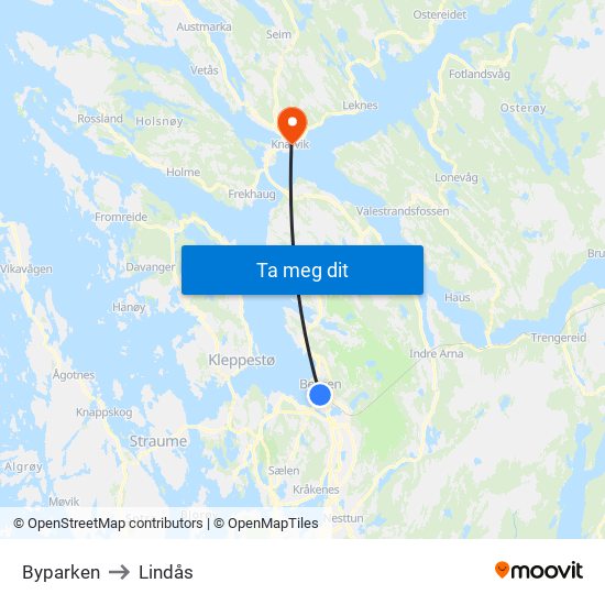 Byparken to Lindås map