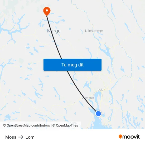 Moss to Lom map