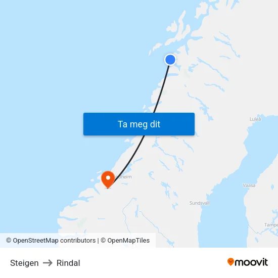 Steigen to Rindal map