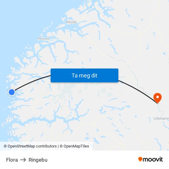 Flora to Ringebu map