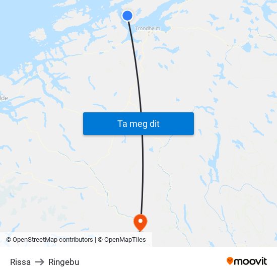 Rissa to Ringebu map