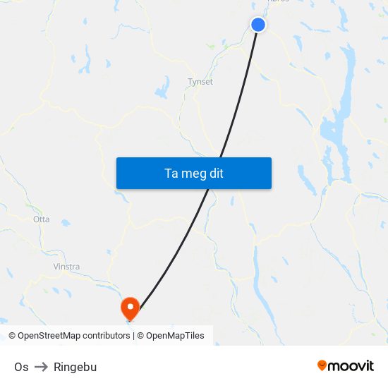 Os to Ringebu map