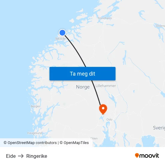 Eide to Ringerike map