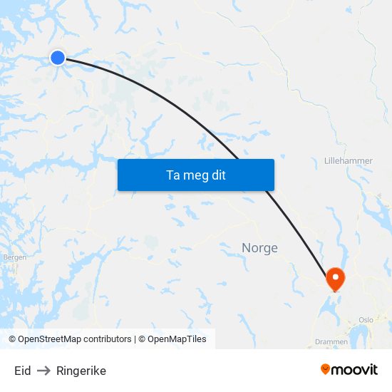 Eid to Ringerike map