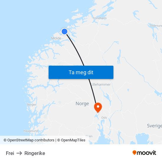 Frei to Ringerike map