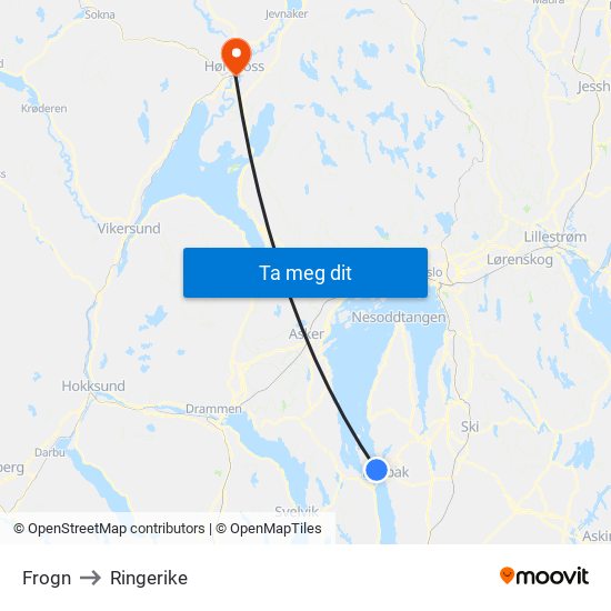 Frogn to Ringerike map