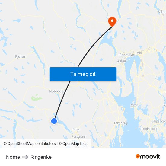 Nome to Ringerike map