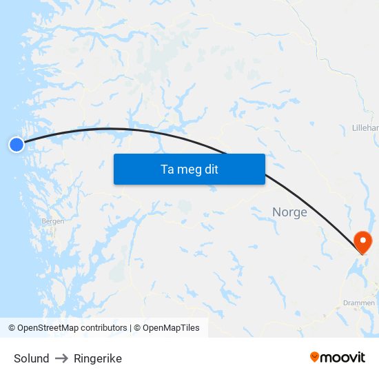 Solund to Ringerike map