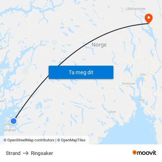 Strand to Ringsaker map