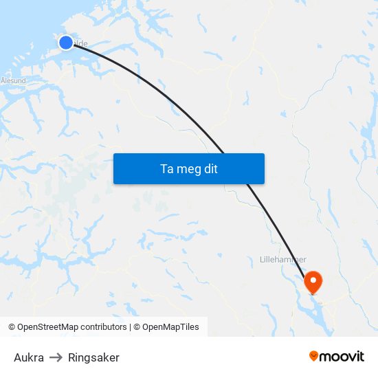 Aukra to Ringsaker map