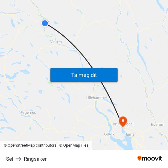 Sel to Ringsaker map