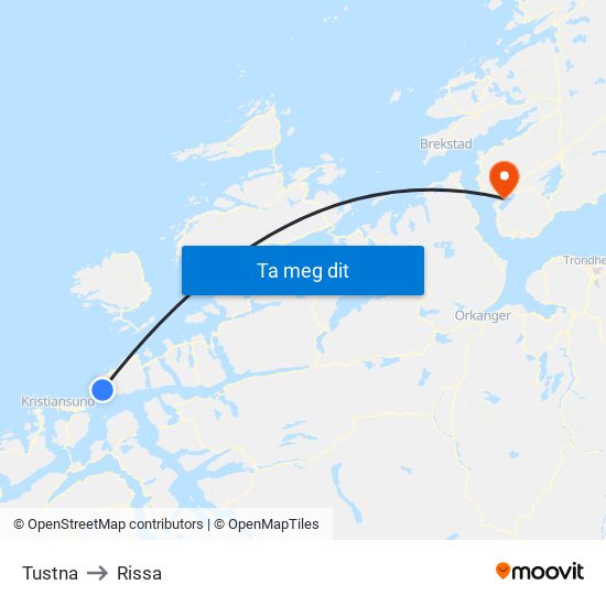 Tustna to Rissa map