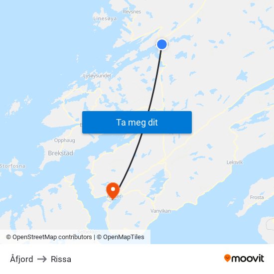 Åfjord to Rissa map