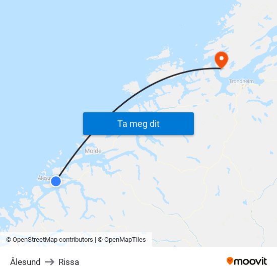 Ålesund to Rissa map