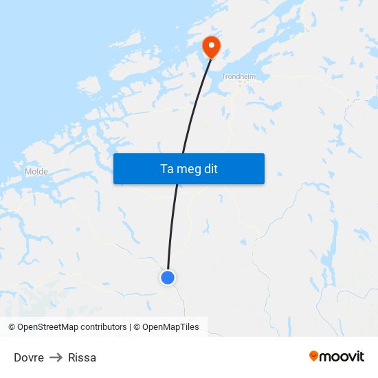 Dovre to Rissa map