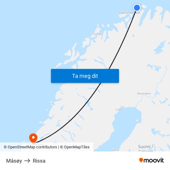 Måsøy to Rissa map