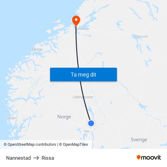 Nannestad to Rissa map