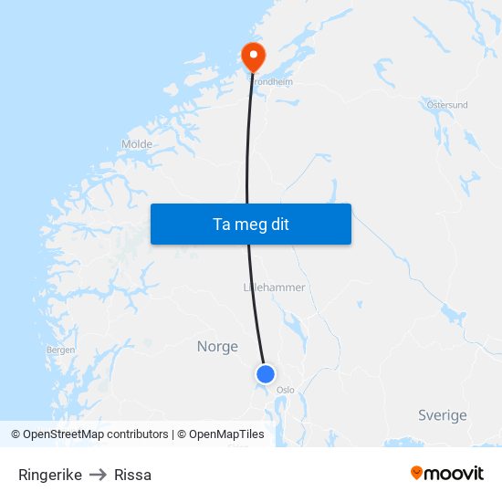 Ringerike to Rissa map