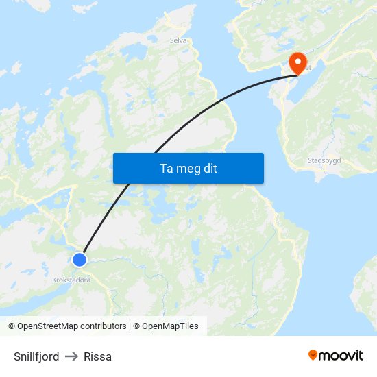 Snillfjord to Rissa map