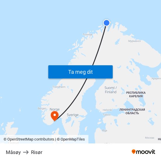 Måsøy to Risør map