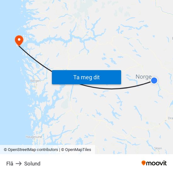 Flå to Solund map