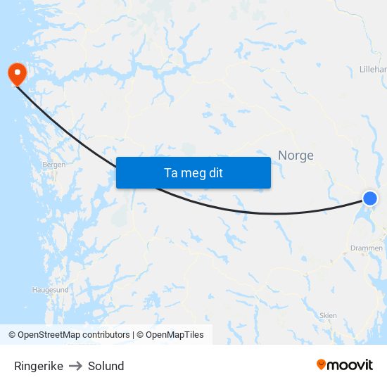 Ringerike to Solund map