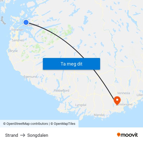 Strand to Songdalen map