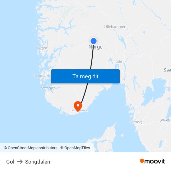 Gol to Songdalen map