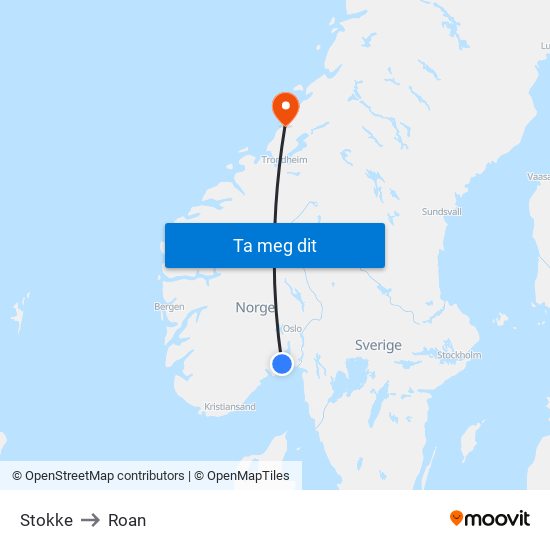 Stokke to Roan map